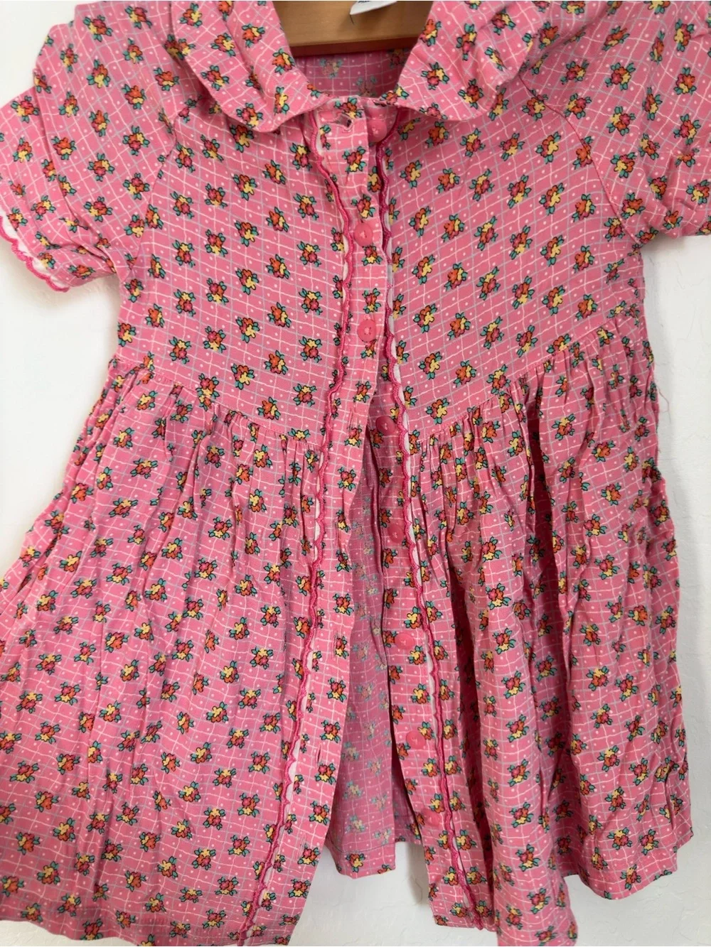 Vintage Gymboree Pink Floral Button-Front Girls' Dress